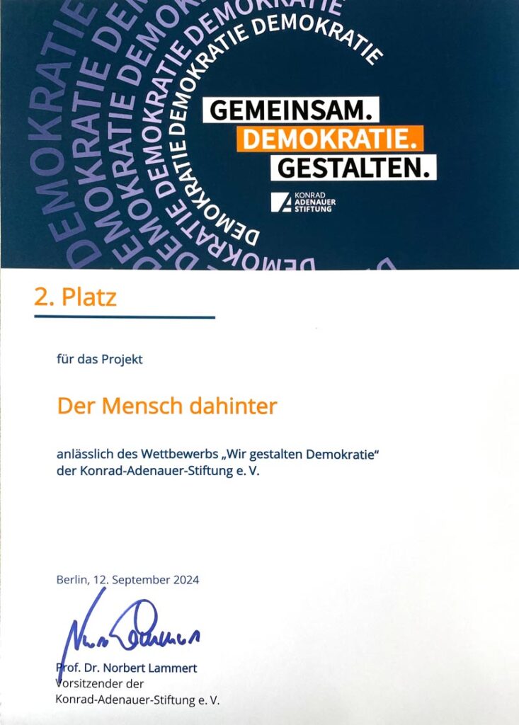 2. Platz Wir gestalten Demokratie - Konrad Adenauer Stiftung